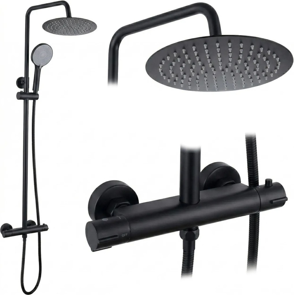 Set de duș fără pipă cu termostat Rea Lungo Black