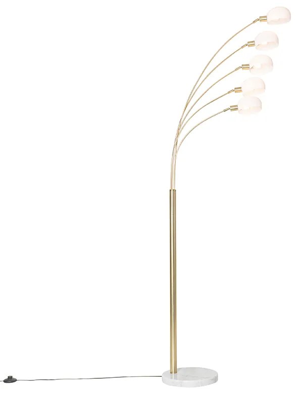 Lampa de podea de design din alamă cu sticlă opala cu 5 lumini - Sixties Marmo