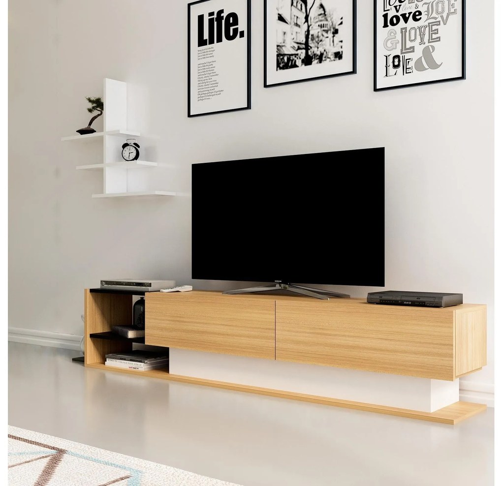 Mobilier living Lizelana (alb + teak). 1106620