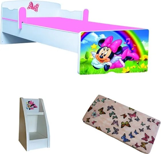 Pat copii Minnie  cu saltea si etajera Cadou