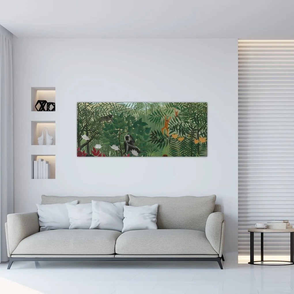 Tablou - Henri Rousseau, Tropical Forest with Monkeys, reproducere (120x50 cm)