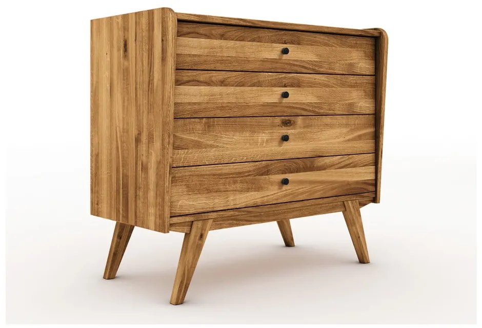 Comodă joasă din lemn de stejar 100x90 cm Retro - The Beds