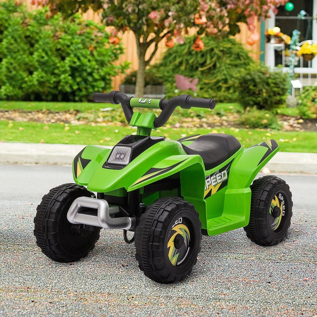 ATV Copii Electric HOMCOM cu Baterie Incarcabila 6V, Viteza 2,8-4,6km/h, Varsta 3-5 Ani, 72x40x45,5cm, Verde | Aosom Romania