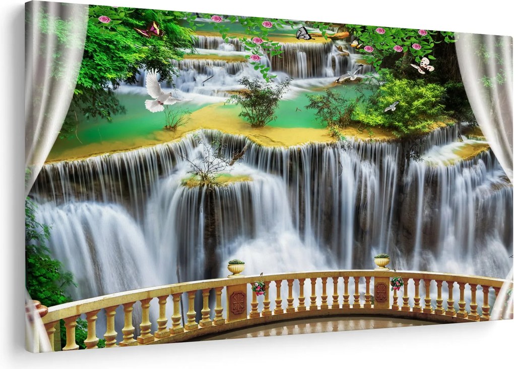 Tablou - Privire la cascade magice (90x60 cm)