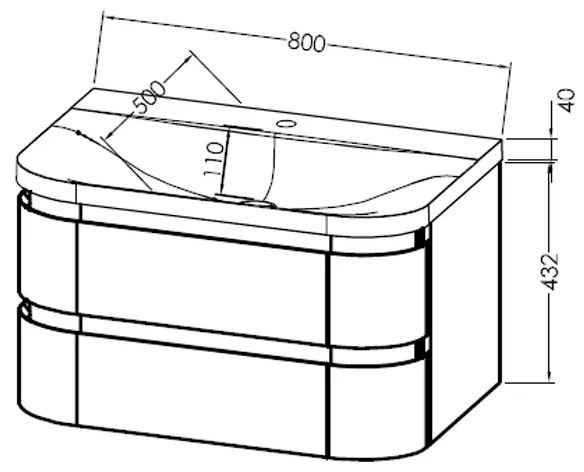 Set mobilier suspendat si lavoar, Kolpasan, Vittoria, 80 cm, alb mat