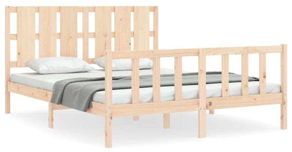 3192236 vidaXL Cadru de pat cu tăblie, king size, lemn masiv