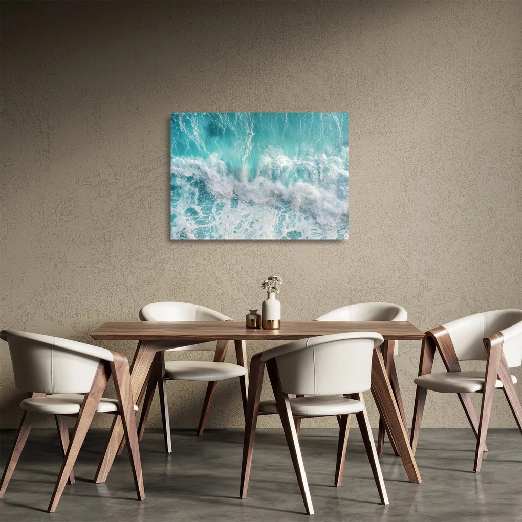 Tablou pe sticlă - Vedere a valurilor oceanului (70x50 cm)