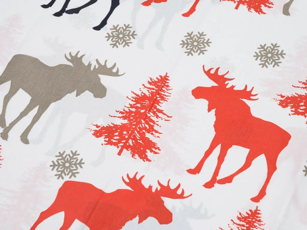 Lenjerie de pat din bumbac CHRISTMAS MOOSE alb Dimensiune lenjerie de pat: 2 buc 70 x 90 cm | 200 x 220 cm
