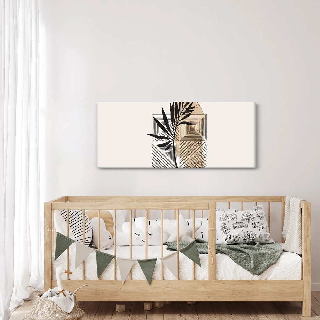 Tablou - Abstracție cu frunze tropicale N⁰1 (120x50 cm)