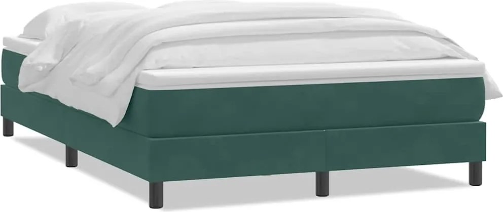 vidaXL Pat box spring cu saltea, verde închis, 160x210 cm, catifea