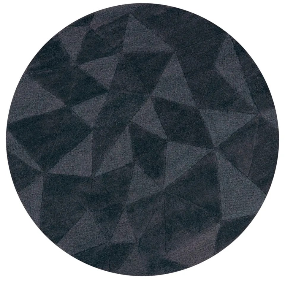 Covor gri antracit țesut manual rotund din lână ø 160 cm Shard Charcoal – Flair Rugs