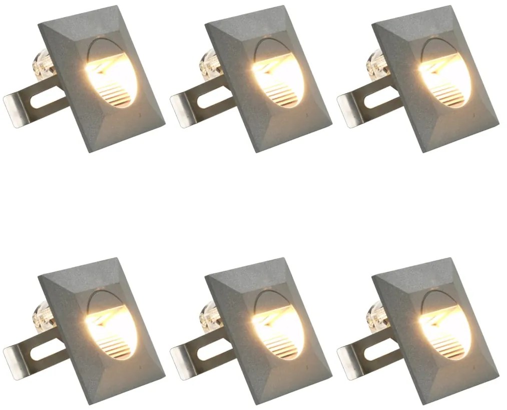 vidaXL Lămpi de perete LED de exterior, 6 buc., argintiu, 5 W, pătrat