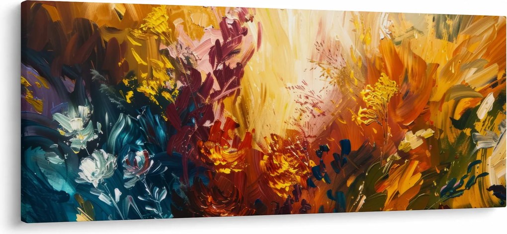 Tablou - pictură abstractă de flori (120x50 cm)