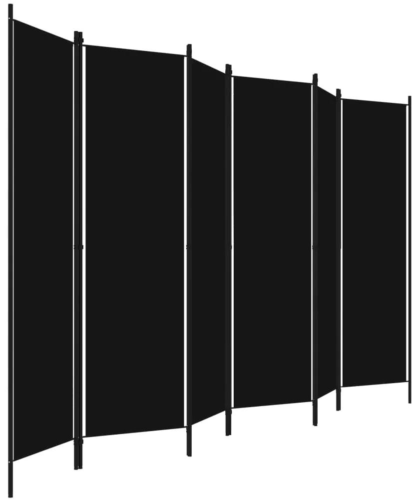 Paravan de camera cu 6 panouri, negru, 300 x 180 cm Negru, 6