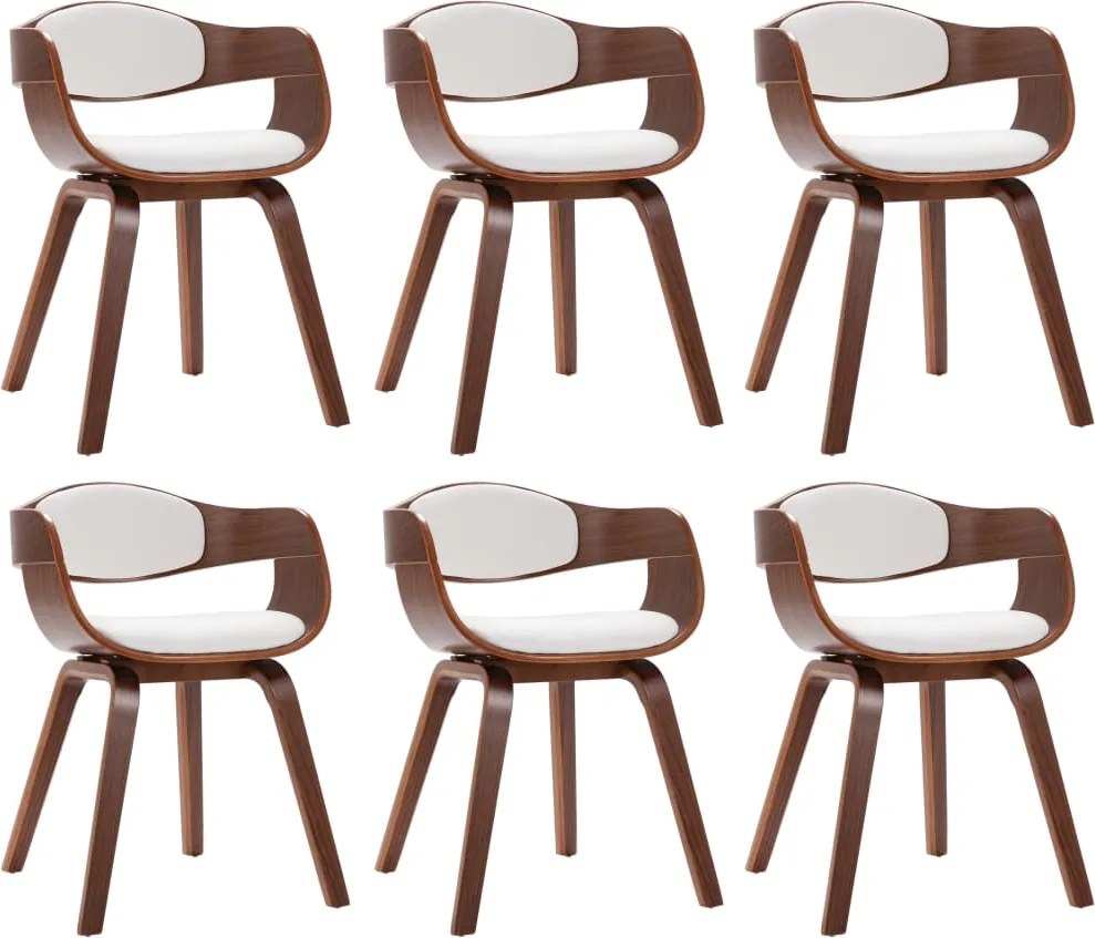 vidaXL Scaune de bucătărie, 6 buc., lemn curbat și piele ecologică