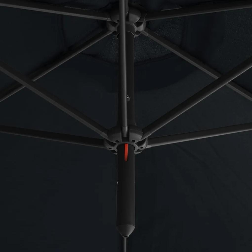 Umbrela de soare dubla cu stalp din otel, negru, 600 cm Negru