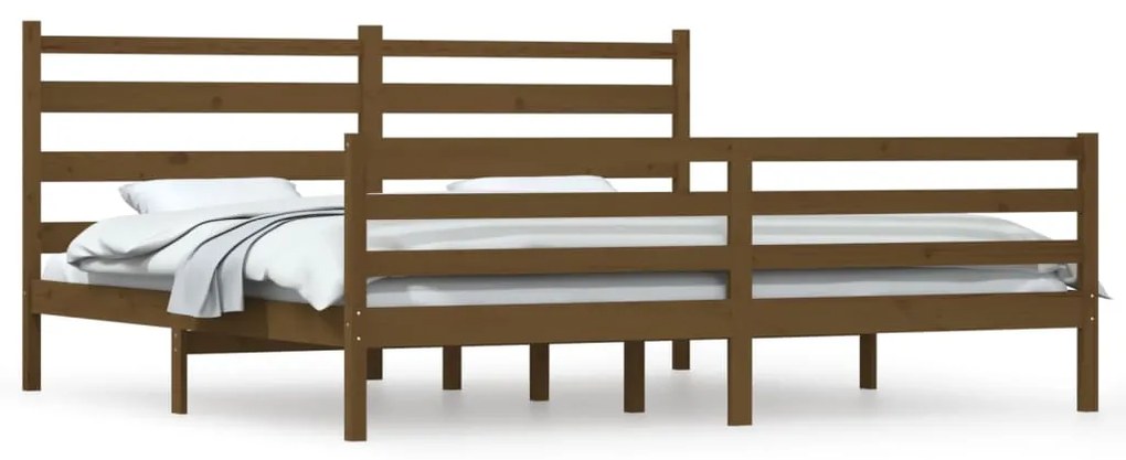 3103736 vidaXL Cadru de pat, 200x200 cm, lemn masiv de pin, maro miere