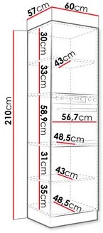 Dulap înalt de bucătărie sub cuptor Bronte 60 DP-210 2F (stejar lancelot + matera). 1123247