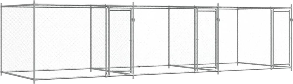 vidaXL Cușcă pentru câini cu uși, gri, 6x2x1,5 m, oțel galvanizat