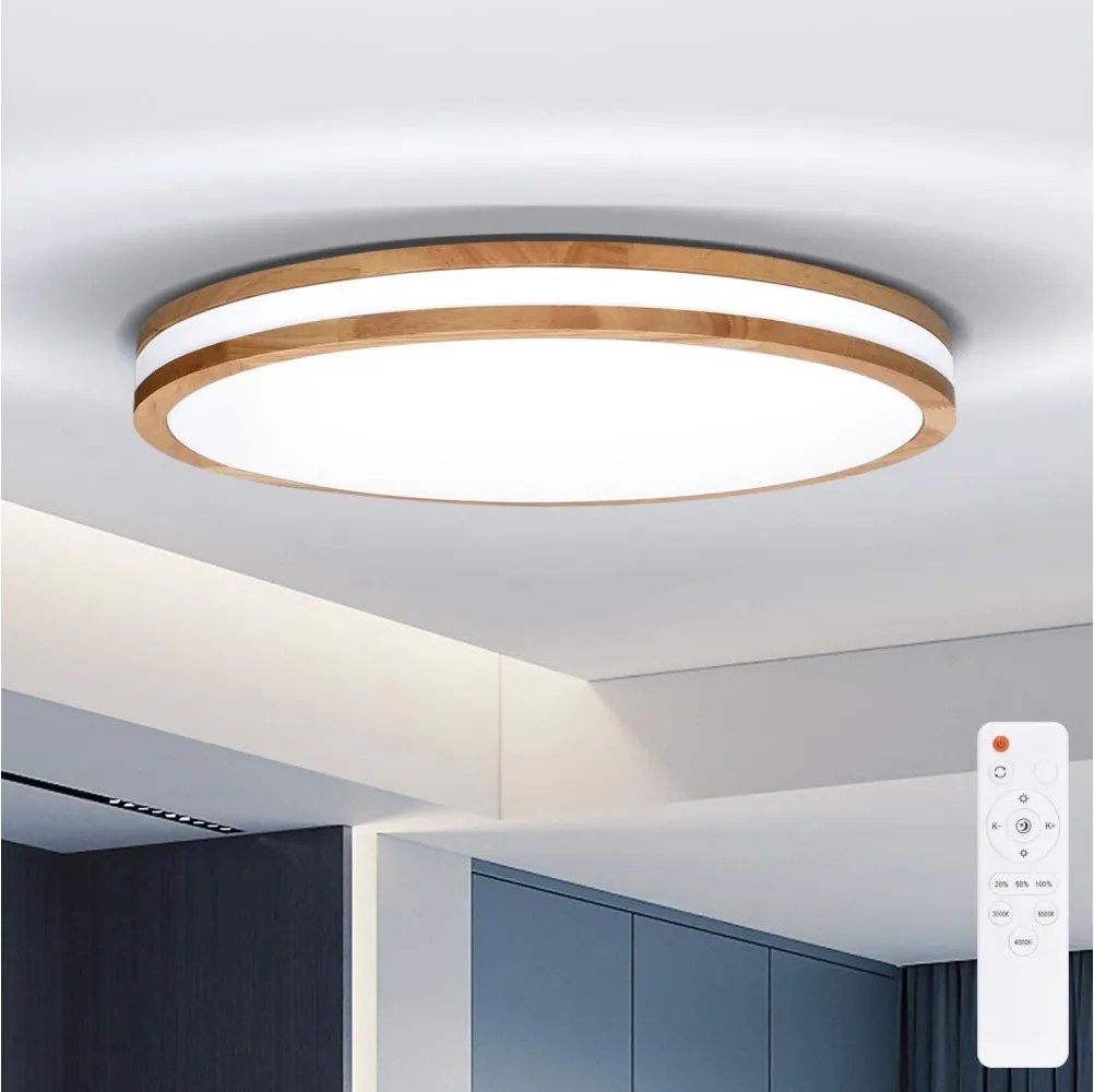 Brilagi-LED Plafonieră dimmabilă MOLINA LED/72W/230V 3000-6500K stejar Ø 78 cm + telecomandă