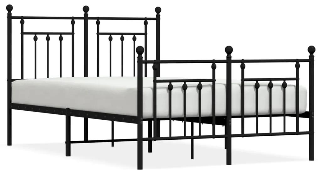 353553 vidaXL Cadru pat metalic cu tăblie de cap/picioare, negru, 120x200 cm