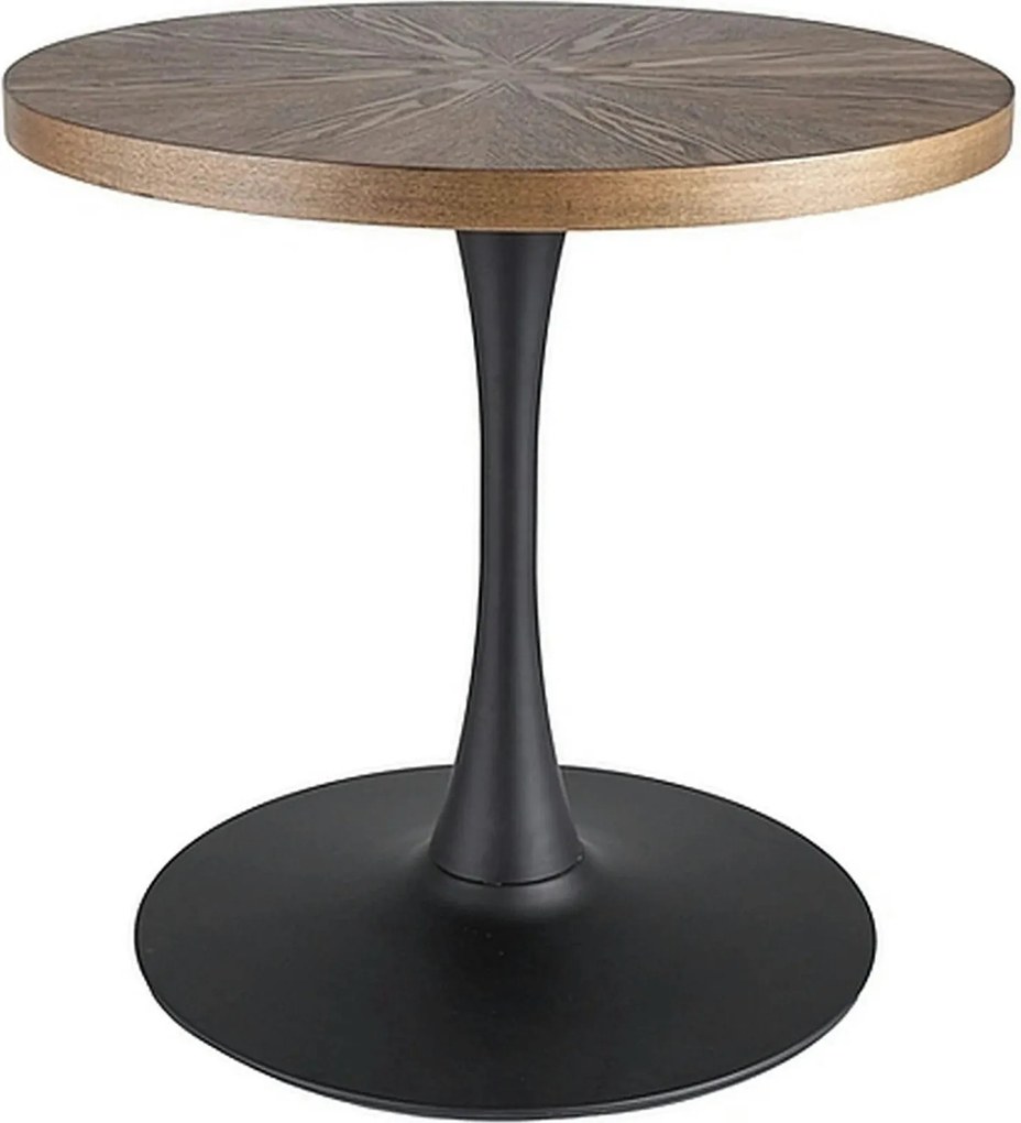 Masa rotunda lemn bucatarie AMADEO, nuc/negru, 80x80x76 cm