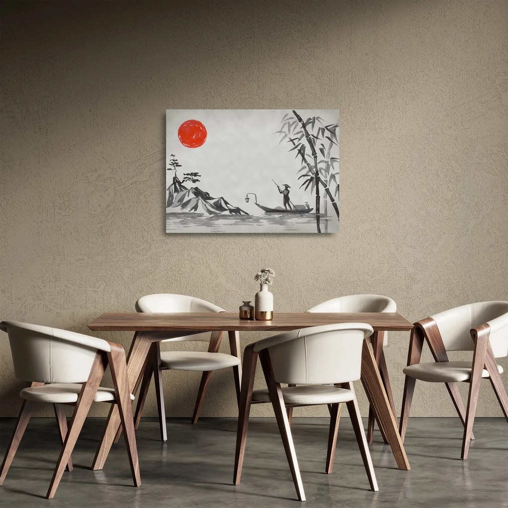 Tablou pe sticlă - Munții Fuji (70x50 cm)