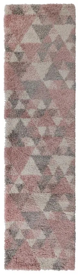 Covor tip traversă Flair Rugs Nuru, 60x230 cm, roz-gri