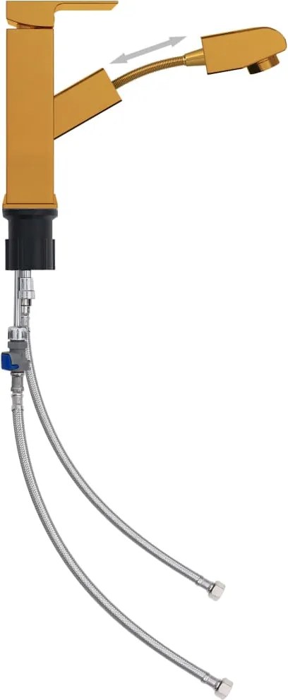 vidaXL Robinet chiuvetă de baie retractabil, auriu, 157x172 mm
