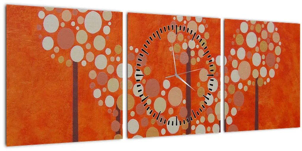 Tablou - Pădurea portocalie (cu ceas) (90x30 cm)