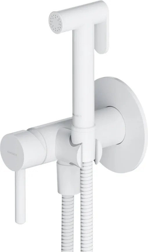 Baterie bideu incastrata Omnires Contour cu dus igienic finisaj alb ma