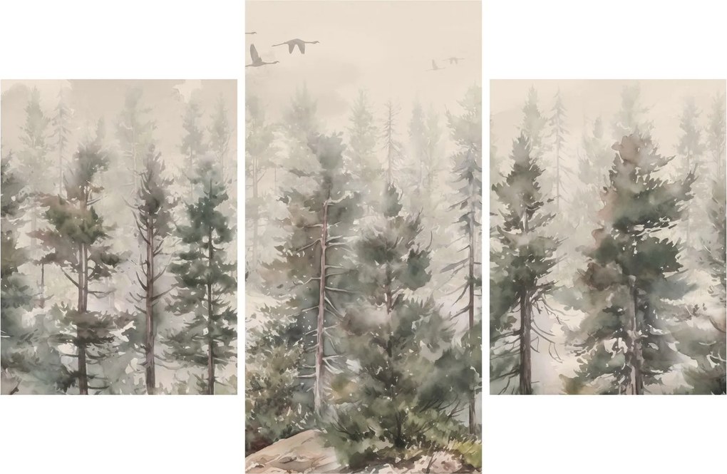Tablou - Pădurea de pini I., aquarel (90x60 cm)