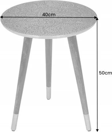 Masuta auxiliara design unicat Alcasar 50cm, argintiu antic