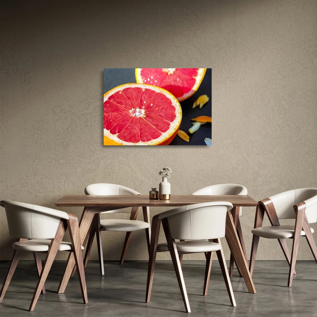 Tablou pe sticlă cu grapefruit tăiat (70x50 cm)