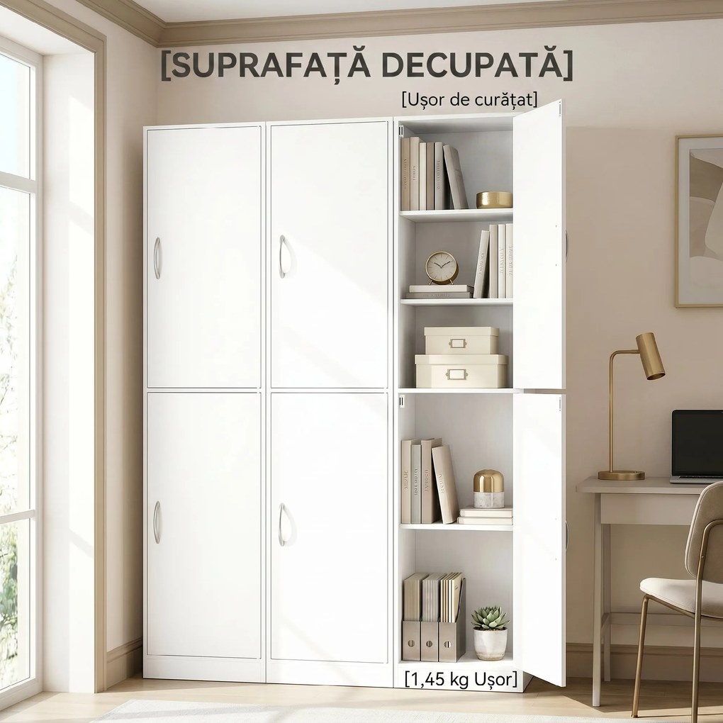 HOMCOM Bibliotecă Înaltă 180 cm, Raft Modern cu 5 Niveluri Reglabile, Mobilier Independent pentru Living, Dormitor, Birou, Alb | Aosom Romania