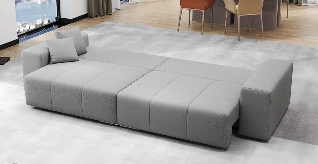 Canapea extensibilă dumonde cu ladă de depozitare si sezut confortabil din spuma high-density, Marbela Enjoy Grey XXL 295x100 cm