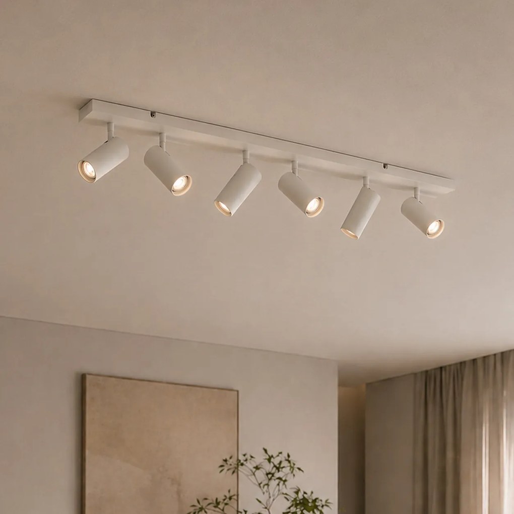Plafonieră modernă bej 100cm 6 lumini reglabilă - Renna