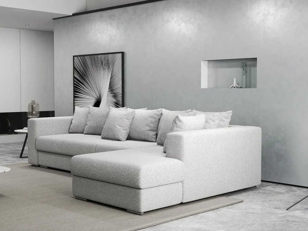 Colțar extensibil dumonde cu ladă de depozitare si sezut confortabil din spuma high-density, Gloria Euphoria Dove II 320x183 cm