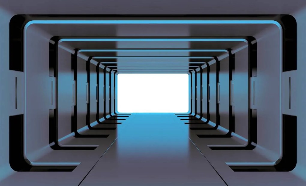 Fototapet - Tunel 3D albastru (152,5x104 cm)
