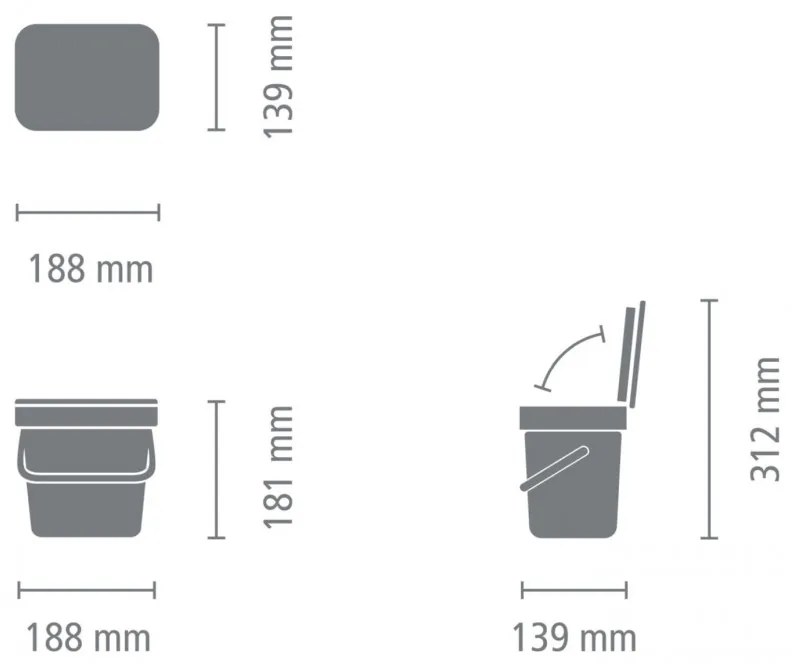 Cos de gunoi colectare selectiva Brabantia Sort&Go 1003230, 3 L, Maner, Gri închis