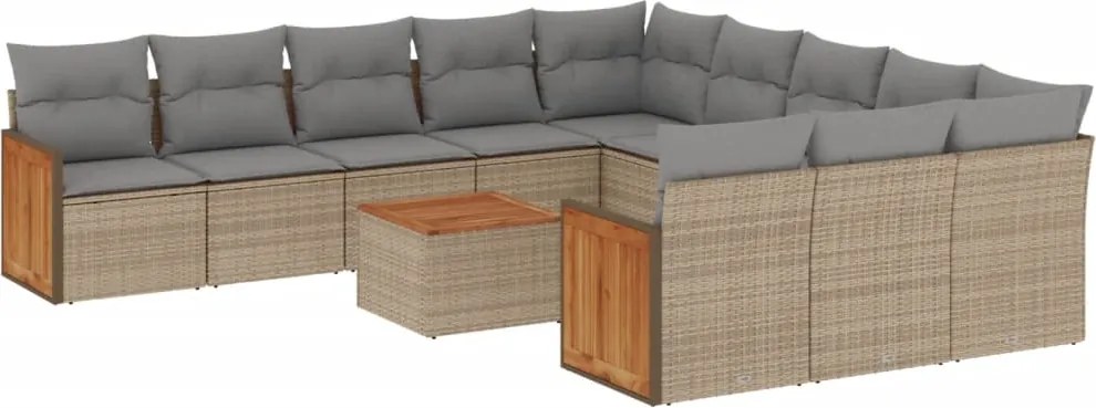 vidaXL Set canapele de grădină cu perne, 12 piese, bej, poliratan