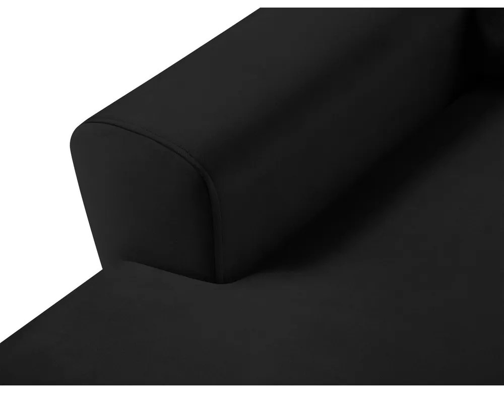 Colțar negru extensibil, cu spațiu de depozitare cu tapițerie din catifea (cu colț pe partea stângă, cu șezlong) Kyoto – Cosmopolitan Design