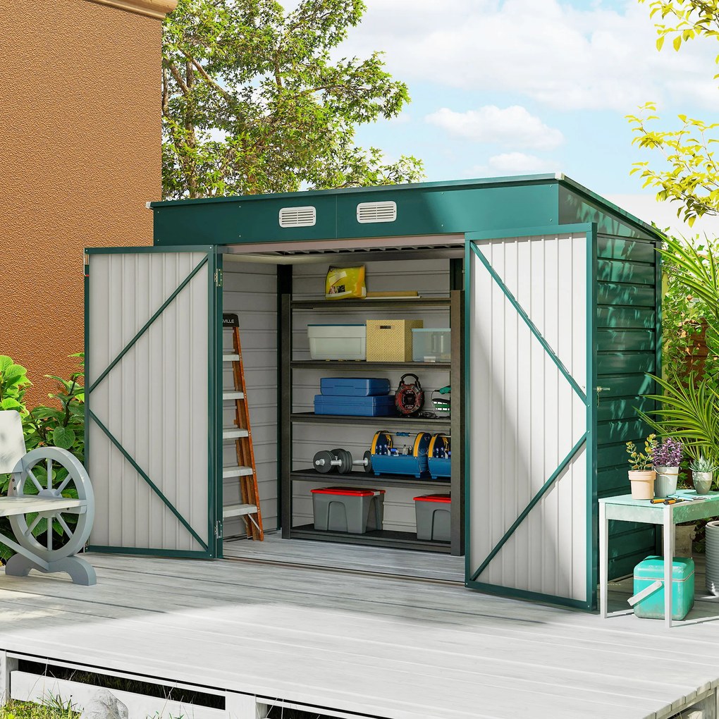 Outsunny Sopron Gradina 8×4 ft – Otel Galvanizat pentru Depozitare | Aosom Romania