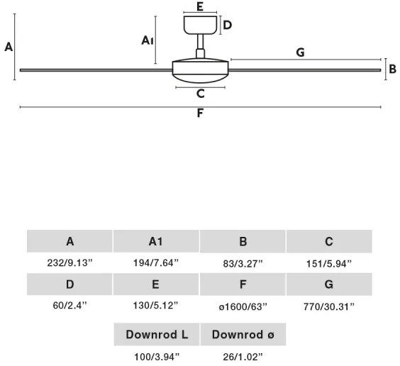 Ventilator FARO 34287 CRUISER XL negru d. 160 cm + telecomandă