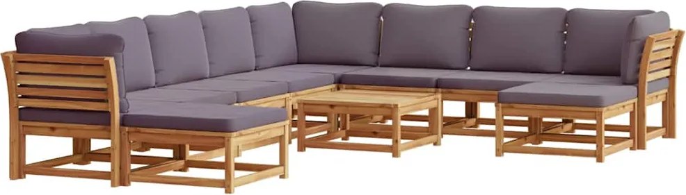 vidaXL Set mobilier grădină cu perne, 11 piese, lemn masiv acacia