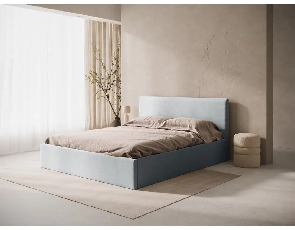 Tăblie de pat gri deschis tapițată 170,5x100 cm Remo – Micadoni