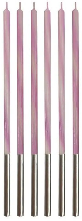 Colorat Candy Pink Set lumânări de tort roz, 6 buc