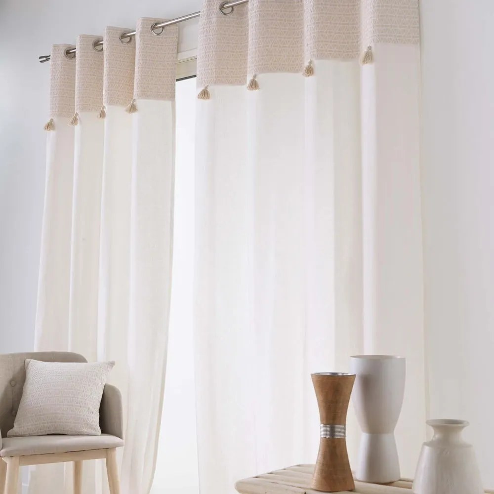 Draperie albă-bej din amestec de bumbac 140x240 cm Milano – douceur d'intérieur