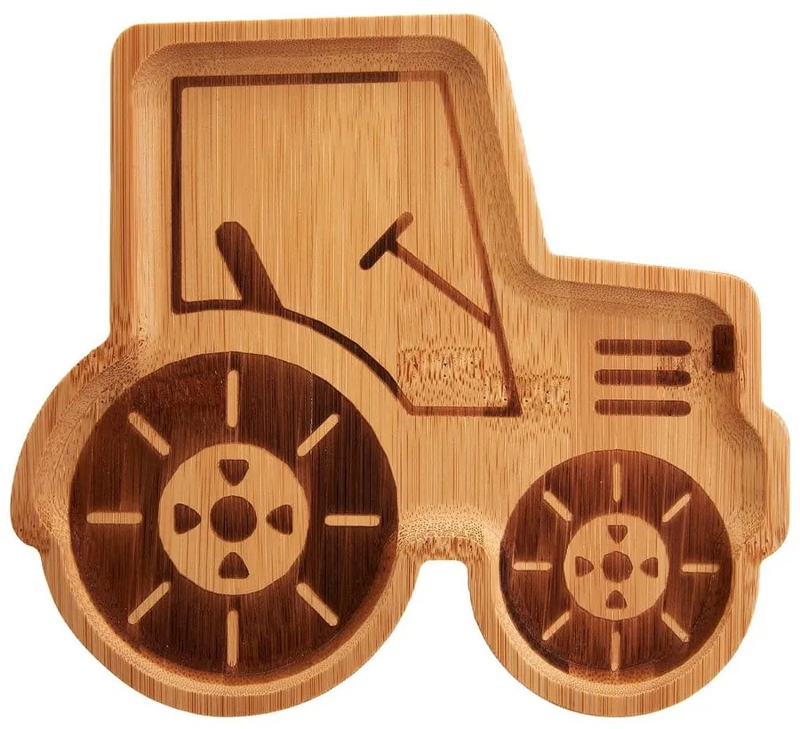 Farfurie din bambus pentru copii Sass & Belle Farmyard Friends Tractor