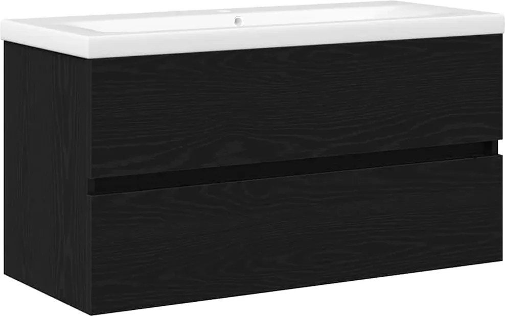 vidaXL Dulap pentru Chiuveta de Baie Stejar Negru 80 x 39 x 62 cm